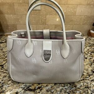 Dooney & Bourke 52089226 Cream Canvas Leather Small Shoulder Tote Purse Y2K